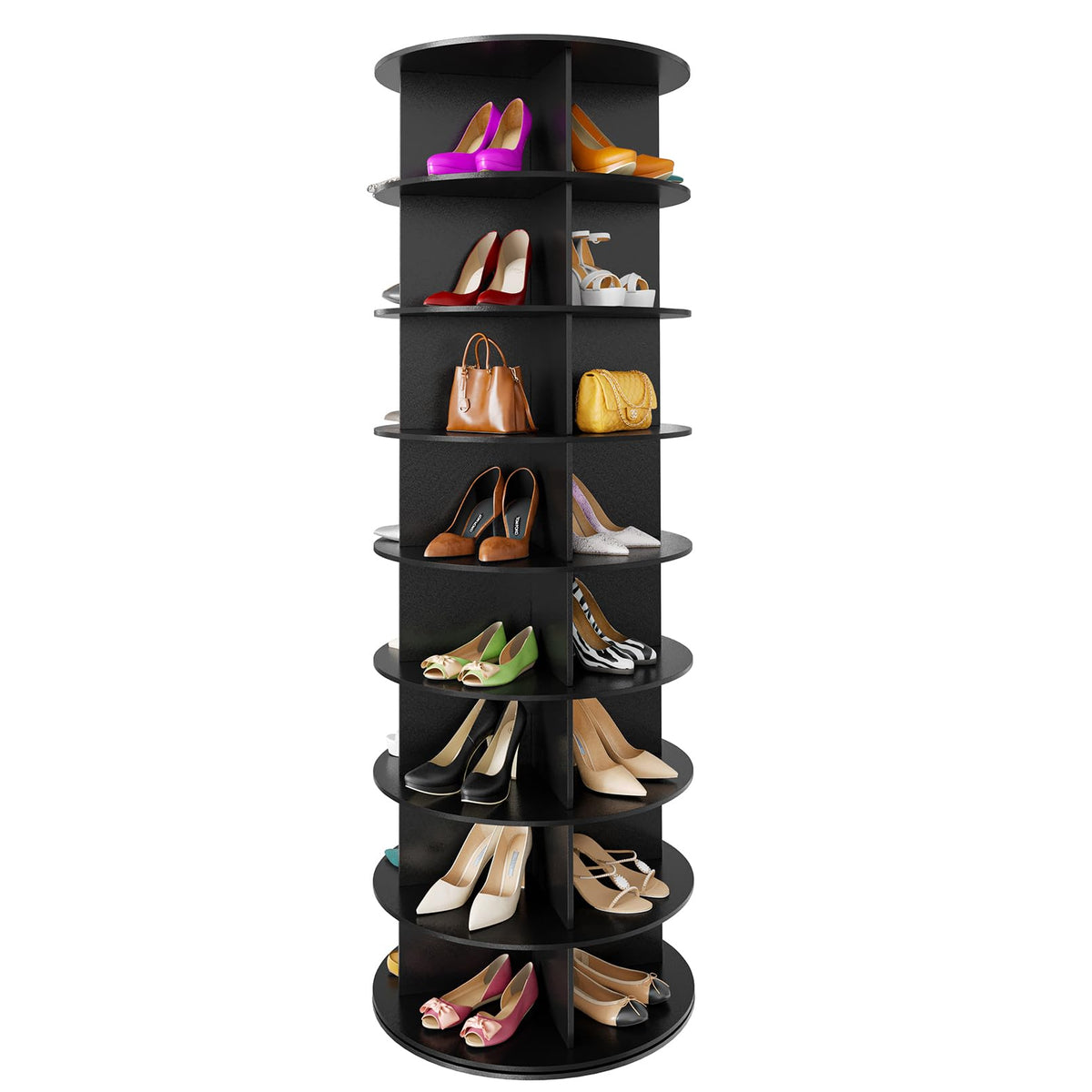 SpaceAid 7 Tier Rotating Shoe Rack Tower, Spinning Shoe Display Lazy Susan, Revolving 360 Shoe Rack Storage Round Carousel, Vertical Handbag Rotate Shoes Closet Organization