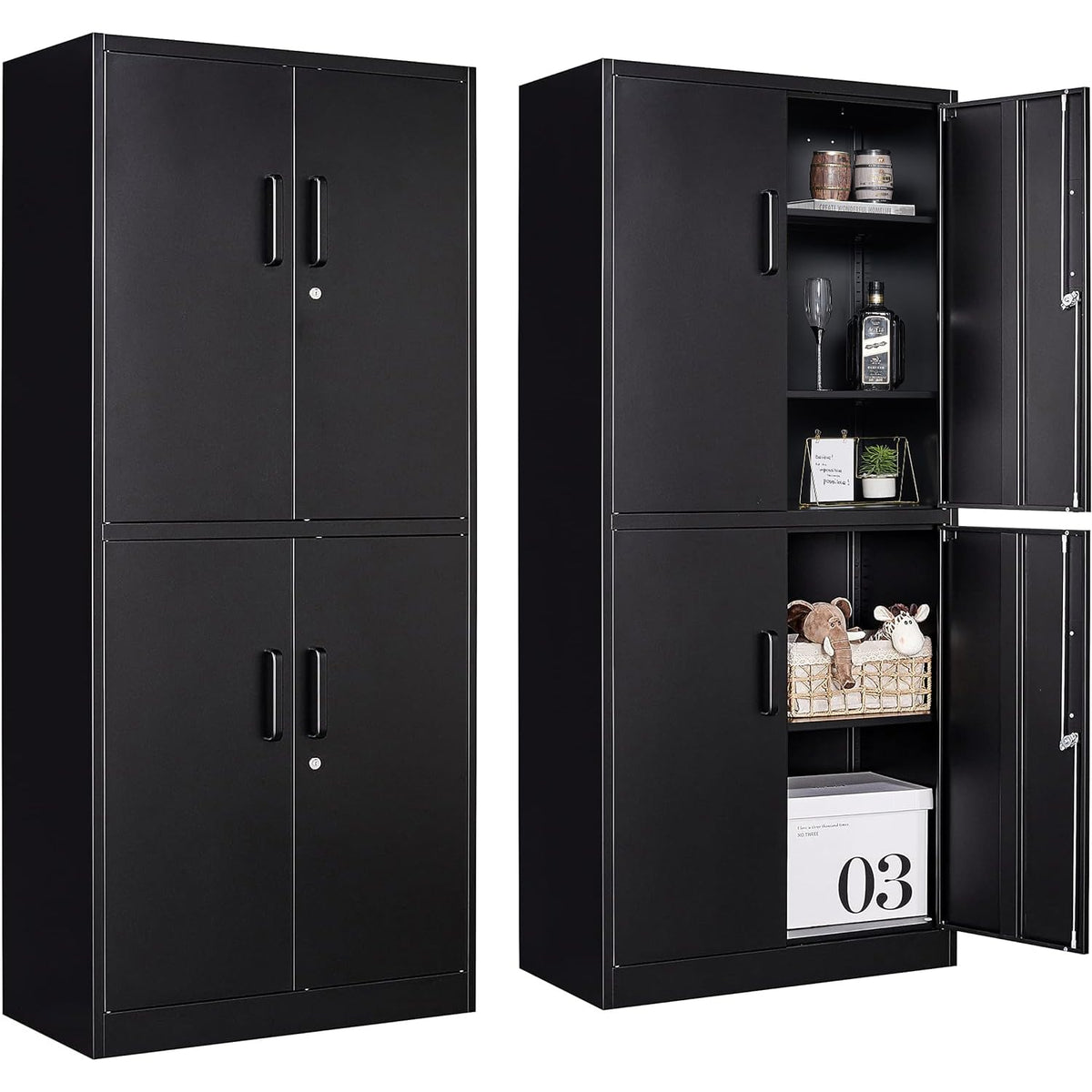 Heavy-Duty Metal Storage Cabinet with Adjustable Shelves