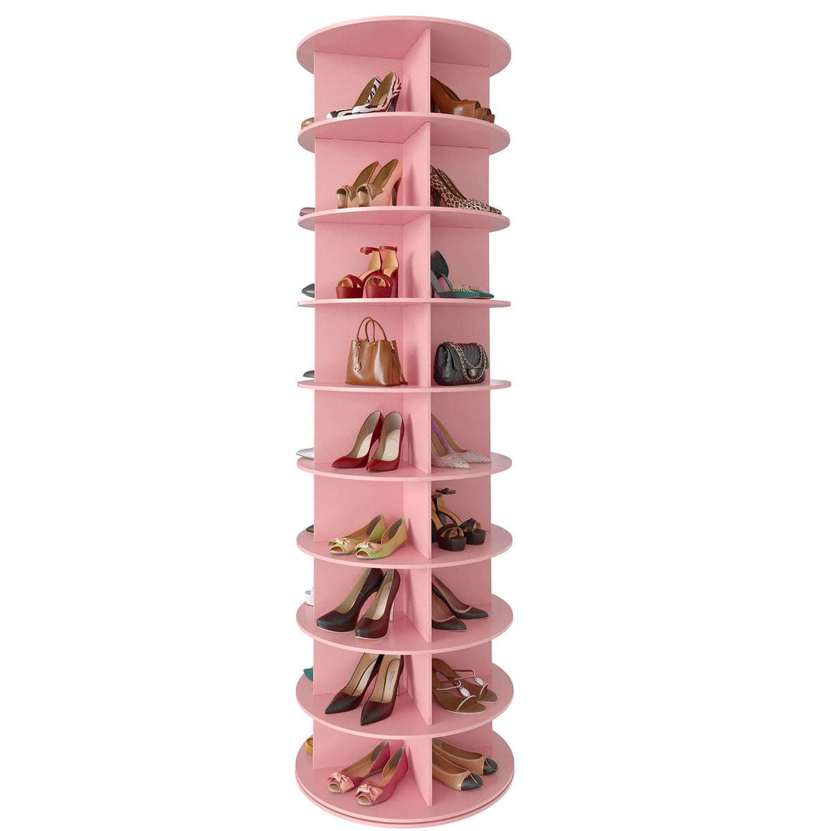 SpaceAid 7 Tier Rotating Shoe Rack Tower, Spinning Shoe Display Lazy Susan, Revolving 360 Shoe Rack Storage Round Carousel, Vertical Handbag Rotate Shoes Closet Organization