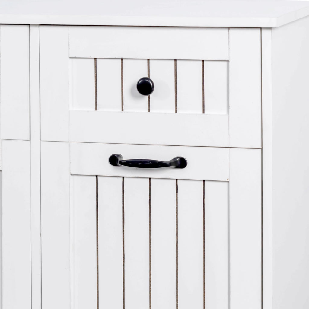 Double Tilt Out Laundry Hamper Cabinet with Drawers & 2 Removable Liners