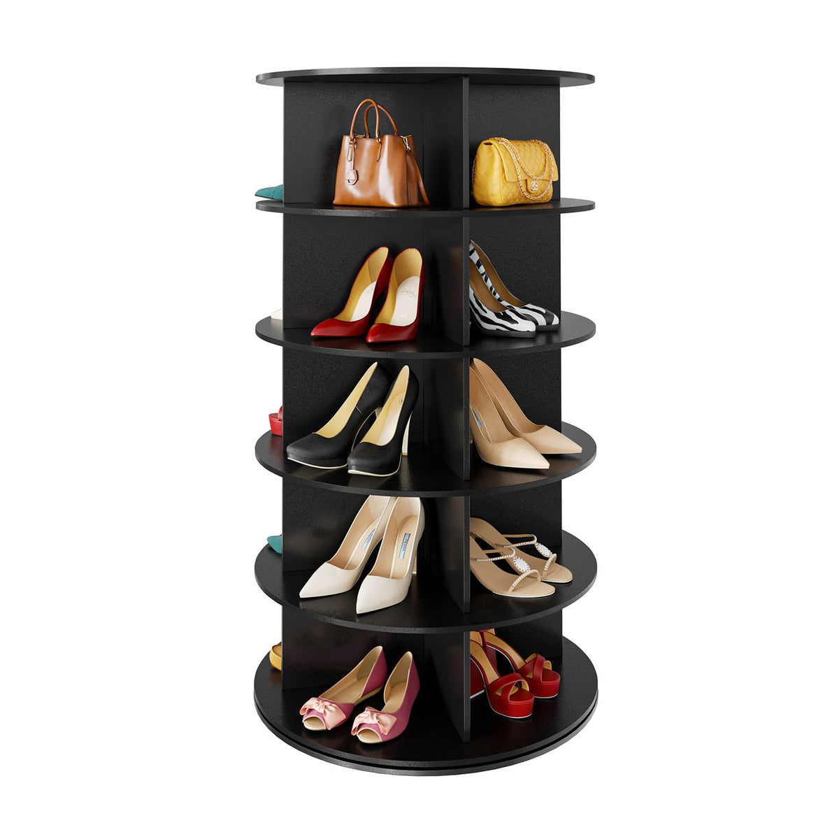 SpaceAid 7 Tier Rotating Shoe Rack Tower, Spinning Shoe Display Lazy Susan, Revolving 360 Shoe Rack Storage Round Carousel, Vertical Handbag Rotate Shoes Closet Organization