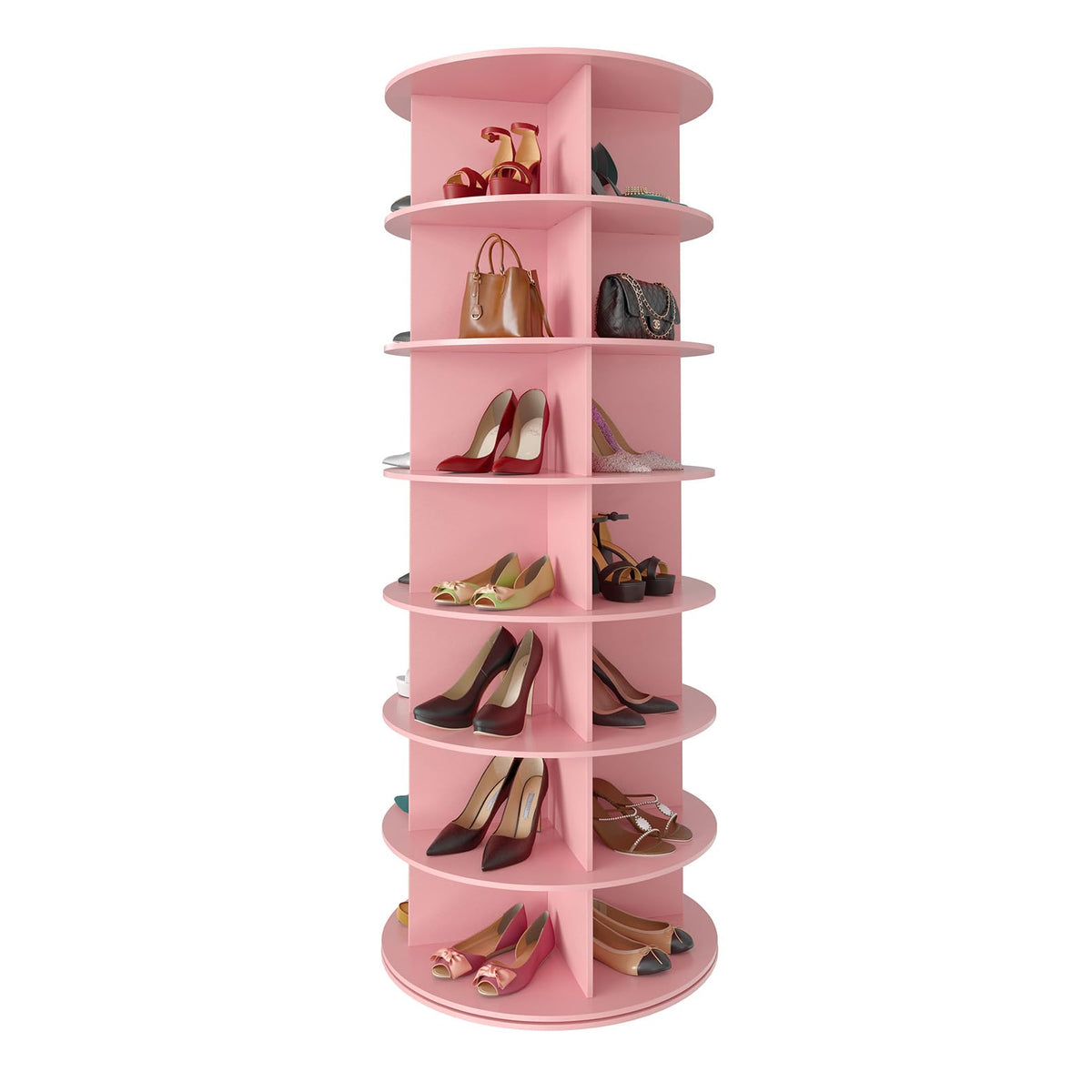 SpaceAid 7 Tier Rotating Shoe Rack Tower, Spinning Shoe Display Lazy Susan, Revolving 360 Shoe Rack Storage Round Carousel, Vertical Handbag Rotate Shoes Closet Organization