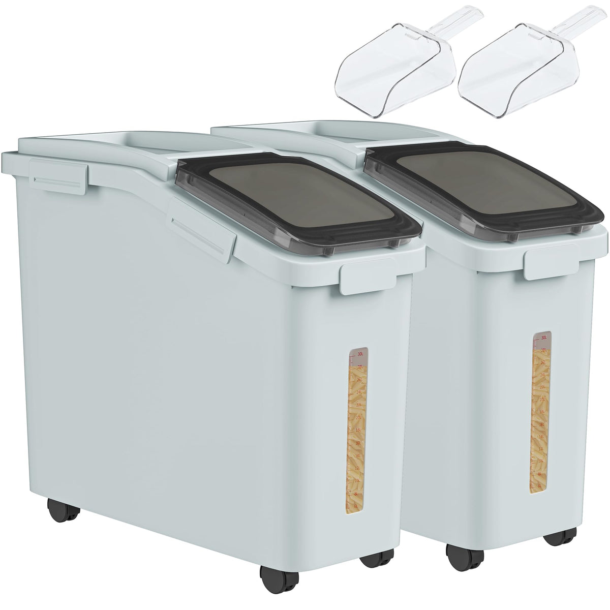 11.4-Gallon Rolling Flour & Rice Storage Bin with Scoop
