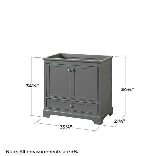 36-Inch Dark Gray Single Bathroom Vanity Cabinet, Base Only