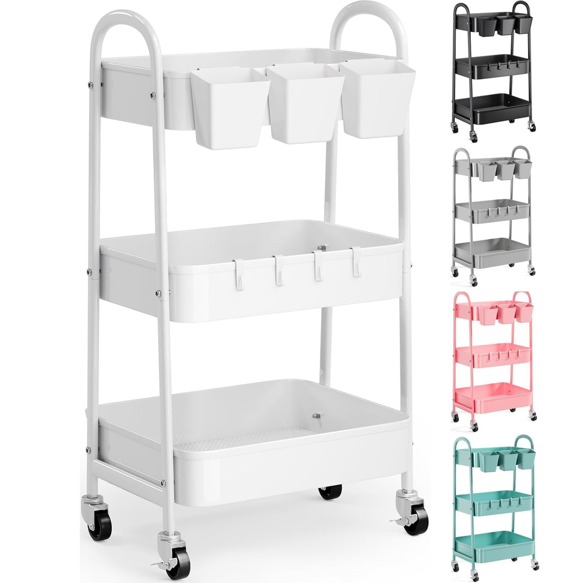 3-Tier Heavy-Duty Rolling Utility Cart with Locking Wheels