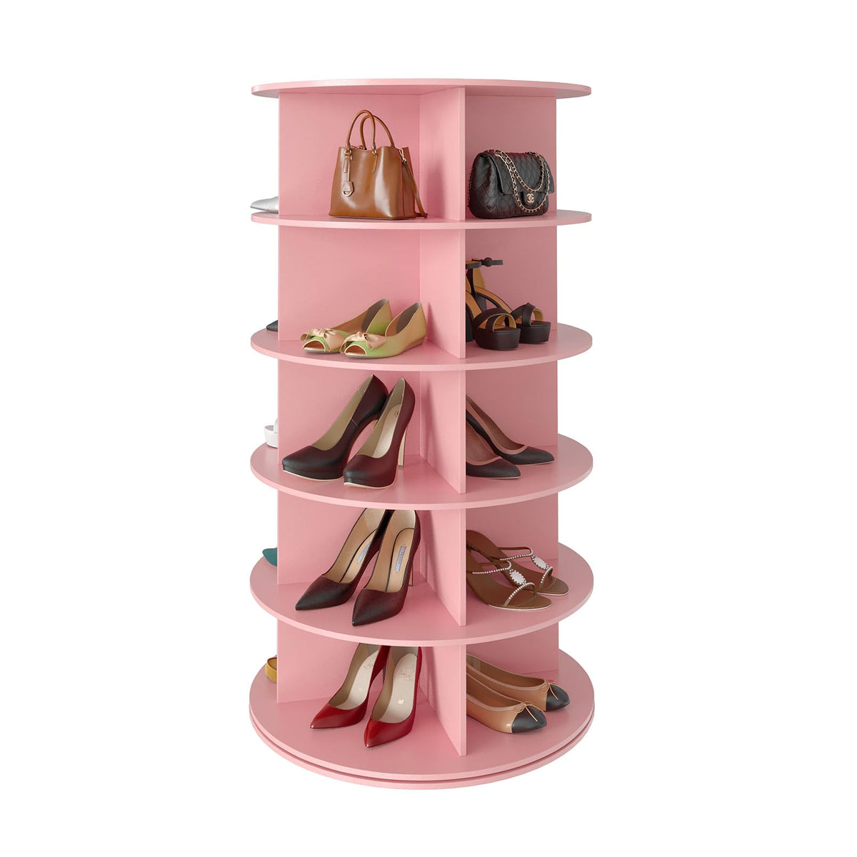SpaceAid 7 Tier Rotating Shoe Rack Tower, Spinning Shoe Display Lazy Susan, Revolving 360 Shoe Rack Storage Round Carousel, Vertical Handbag Rotate Shoes Closet Organization