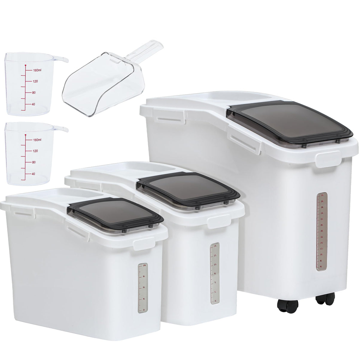 11.4-Gallon Rolling Flour & Rice Storage Bin with Scoop