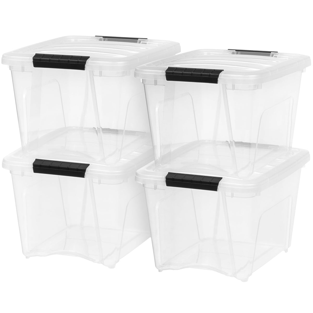 Stackable Plastic Storage Bins with Lids & Pull Handles
