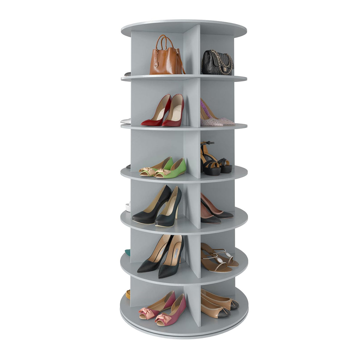 SpaceAid 7 Tier Rotating Shoe Rack Tower, Spinning Shoe Display Lazy Susan, Revolving 360 Shoe Rack Storage Round Carousel, Vertical Handbag Rotate Shoes Closet Organization