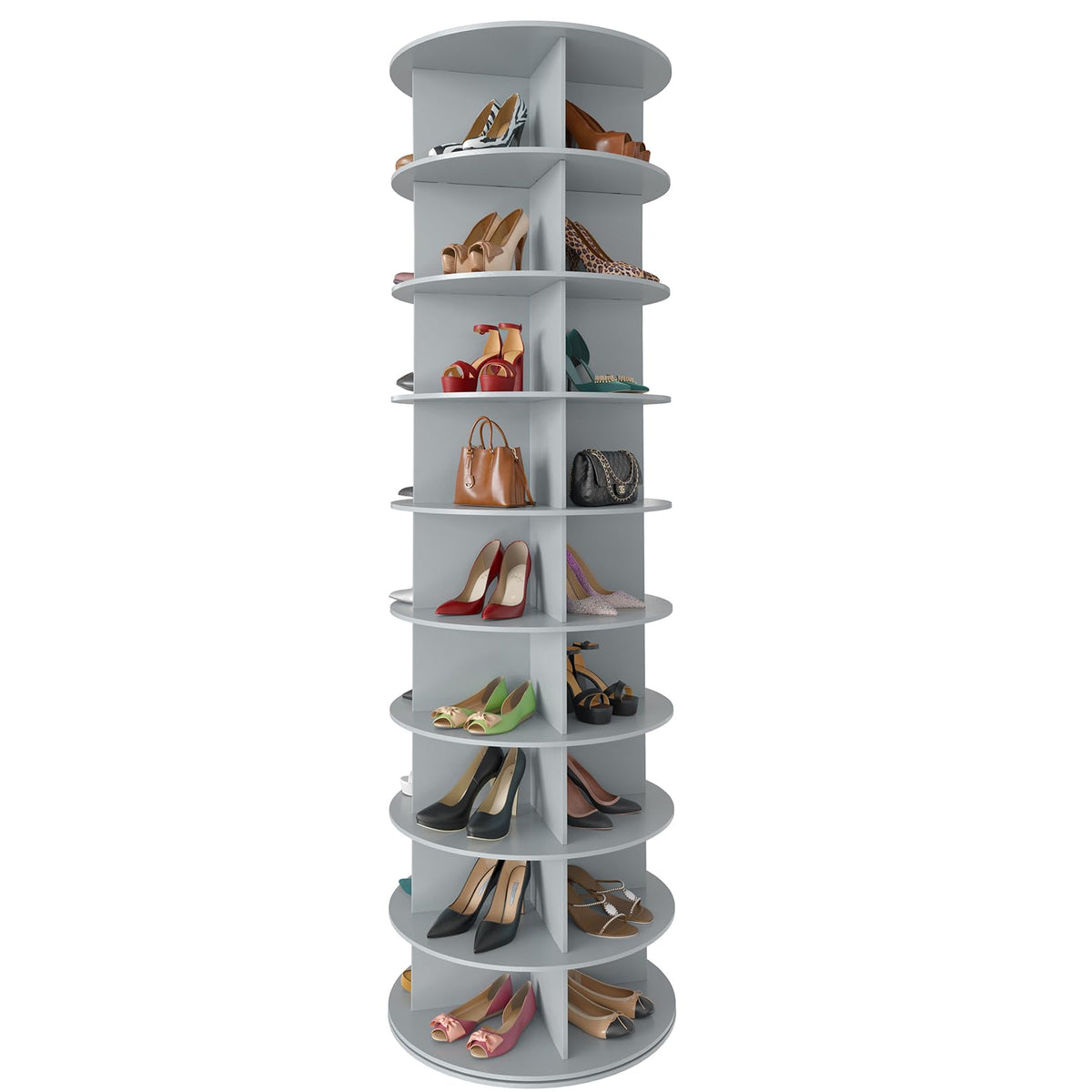 SpaceAid 7 Tier Rotating Shoe Rack Tower, Spinning Shoe Display Lazy Susan, Revolving 360 Shoe Rack Storage Round Carousel, Vertical Handbag Rotate Shoes Closet Organization