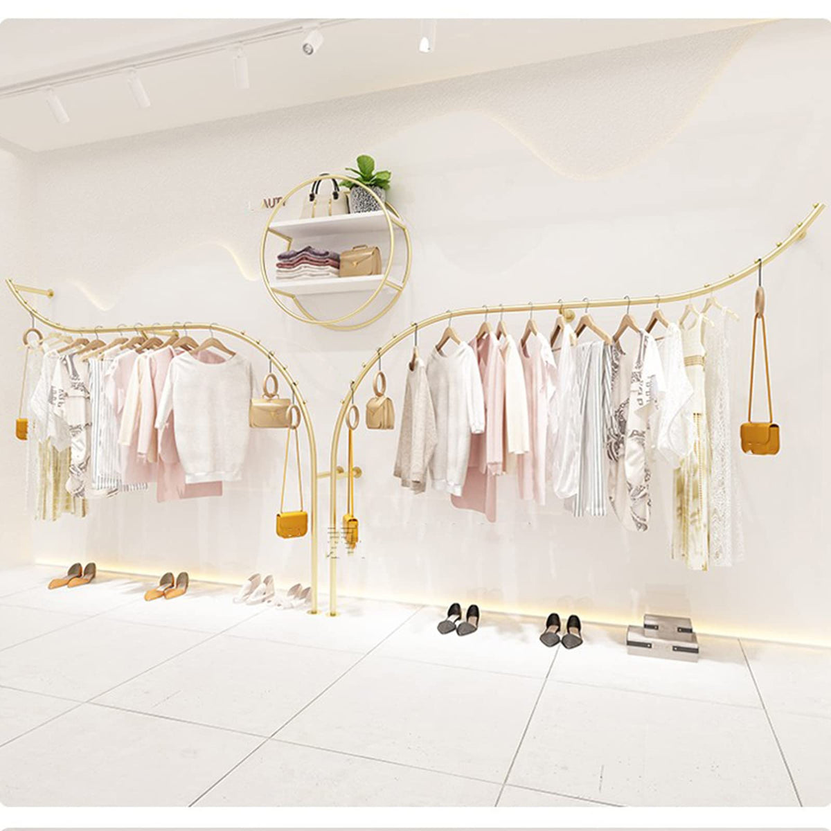 ZOCWJK Articles for Daily Use Creative Display Garment Racks in Children's Boutique Clothing Stores, Industrial Pipe Wall Mounted Clothes Hanging Shelves System, Retail (
