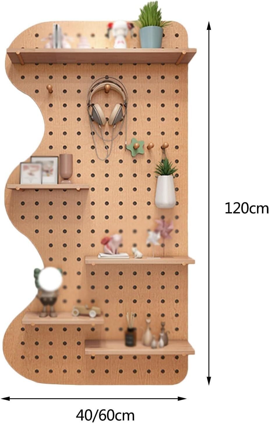 Solid Wood Pegboard Organizer - 47.2x23.6in Wall Storage Panels for Home Office - Stylish Hanging Display & Functional Storage Solution for Clutter-Free Living