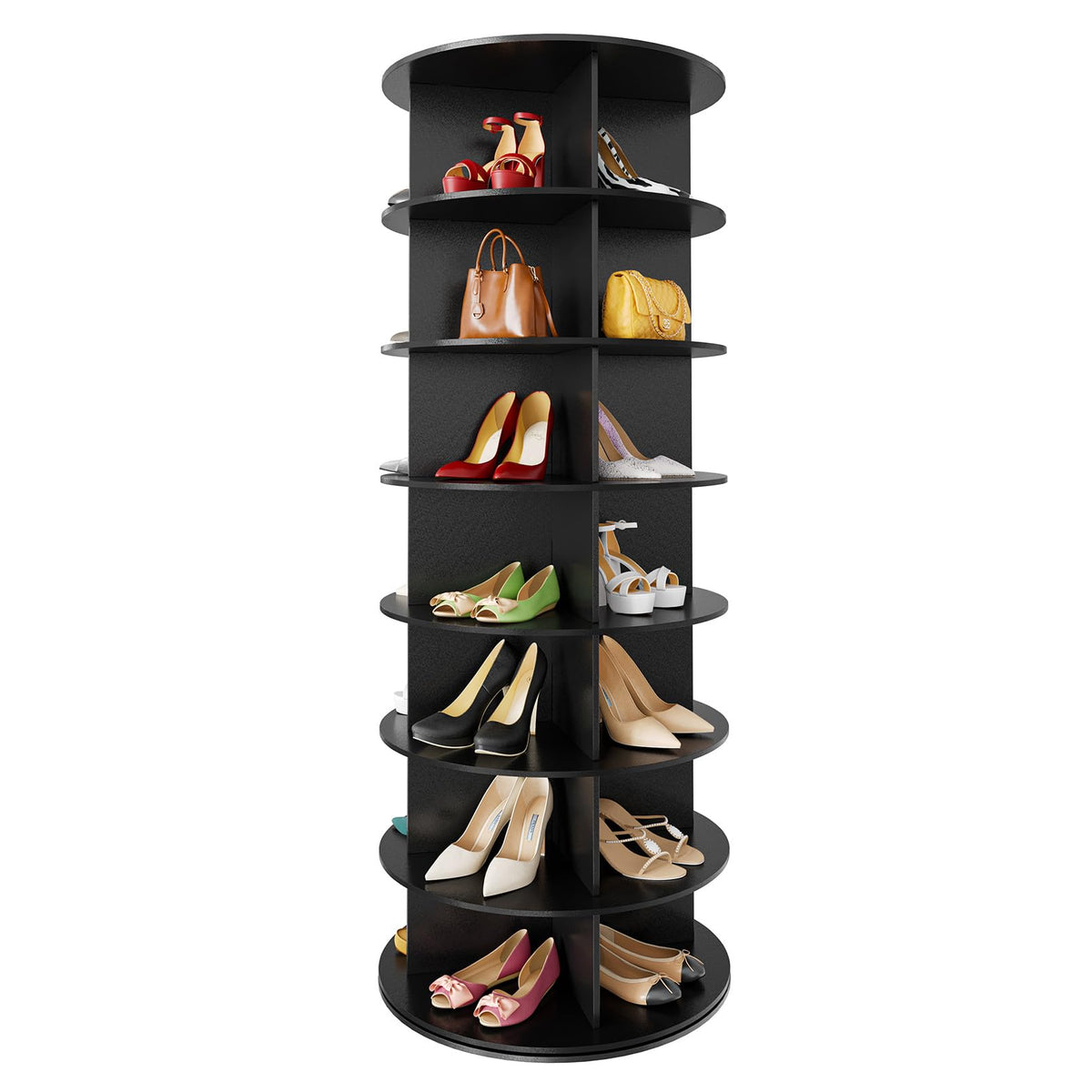 SpaceAid 7 Tier Rotating Shoe Rack Tower, Spinning Shoe Display Lazy Susan, Revolving 360 Shoe Rack Storage Round Carousel, Vertical Handbag Rotate Shoes Closet Organization