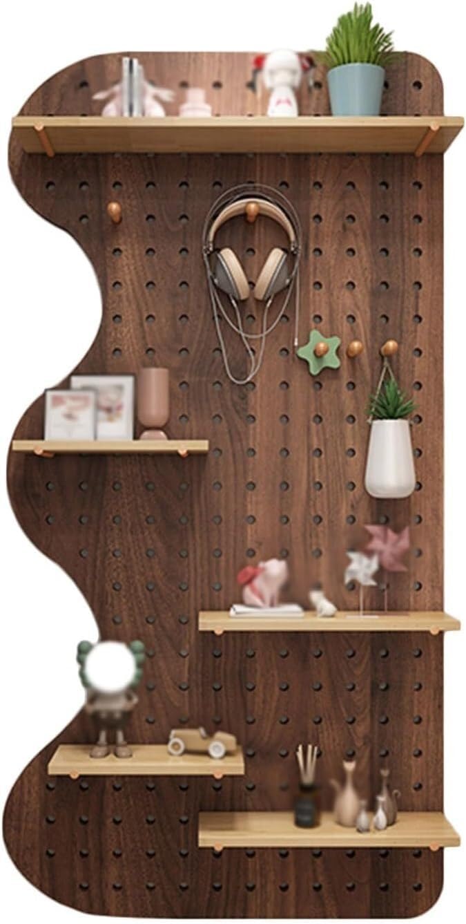 Solid Wood Pegboard Organizer - 47.2x23.6in Wall Storage Panels for Home Office - Stylish Hanging Display & Functional Storage Solution for Clutter-Free Living