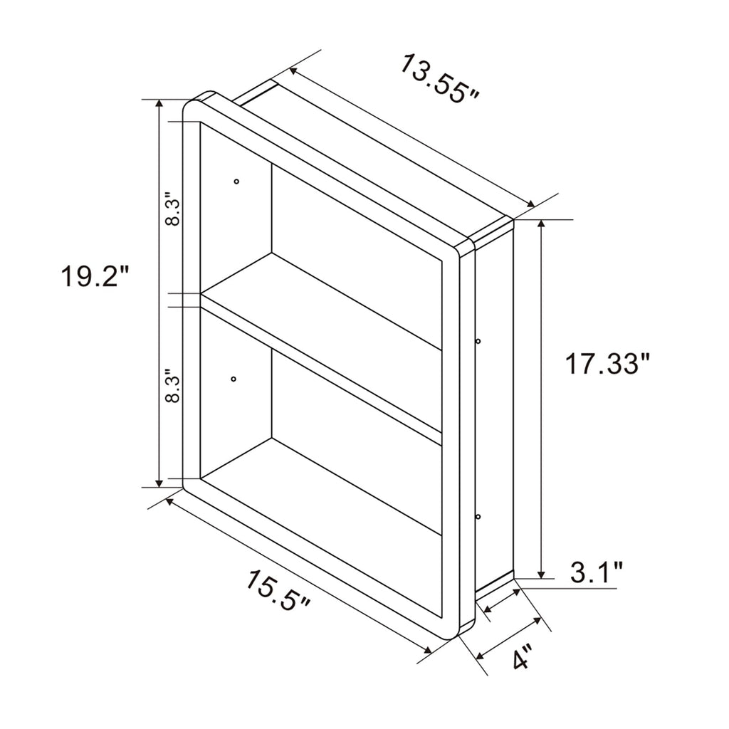 IDYLLOR Recessed Medicine Cabinet No Mirror - Bathroom Storage Wall Cabinet with, 304 Stainless Steel Shower Niche, Matte Black/White Waterproof for Bathroom, Toilet, Vanity