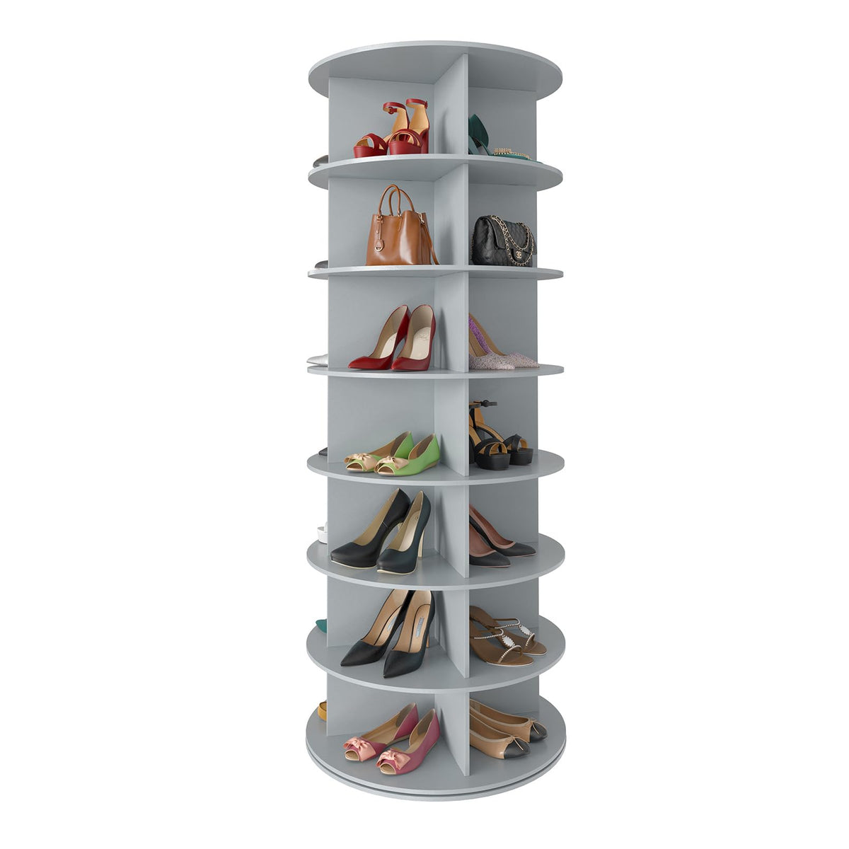 SpaceAid 7 Tier Rotating Shoe Rack Tower, Spinning Shoe Display Lazy Susan, Revolving 360 Shoe Rack Storage Round Carousel, Vertical Handbag Rotate Shoes Closet Organization