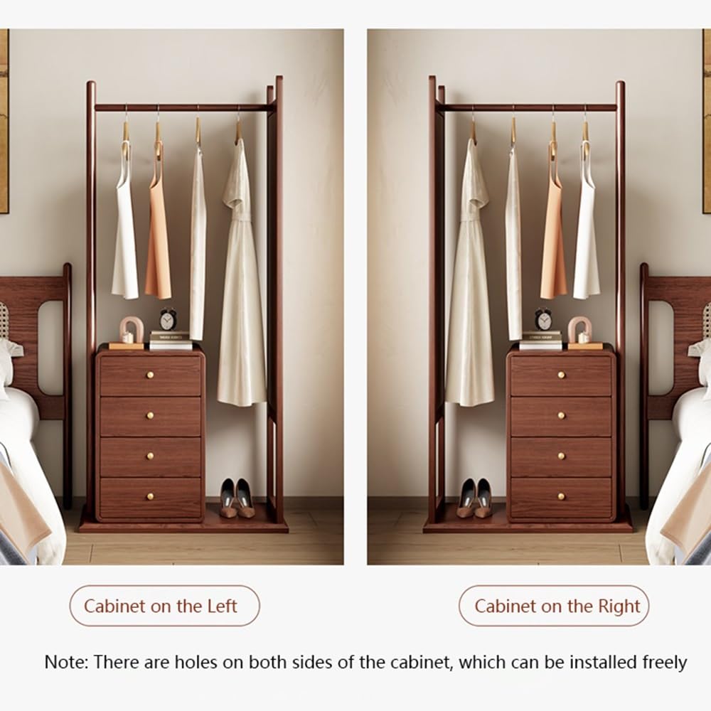 AEYSD-456 Adjustable Garment Rack Coat Rack Floor Solid Wood Chinese Style High-end Storage Clothes Rack Drawer Multi-Function Hanger Standing Hanger