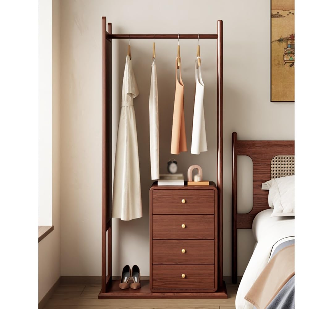 AEYSD-456 Adjustable Garment Rack Coat Rack Floor Solid Wood Chinese Style High-end Storage Clothes Rack Drawer Multi-Function Hanger Standing Hanger