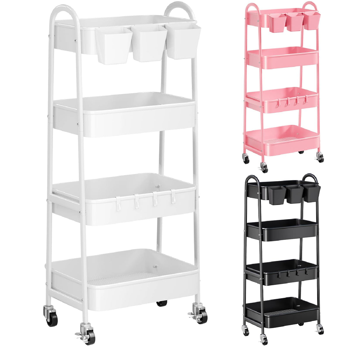 3-Tier Heavy-Duty Rolling Utility Cart with Locking Wheels