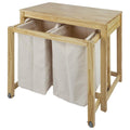 Solid Wood Laundry Prep Hamper with Folding Storage Table