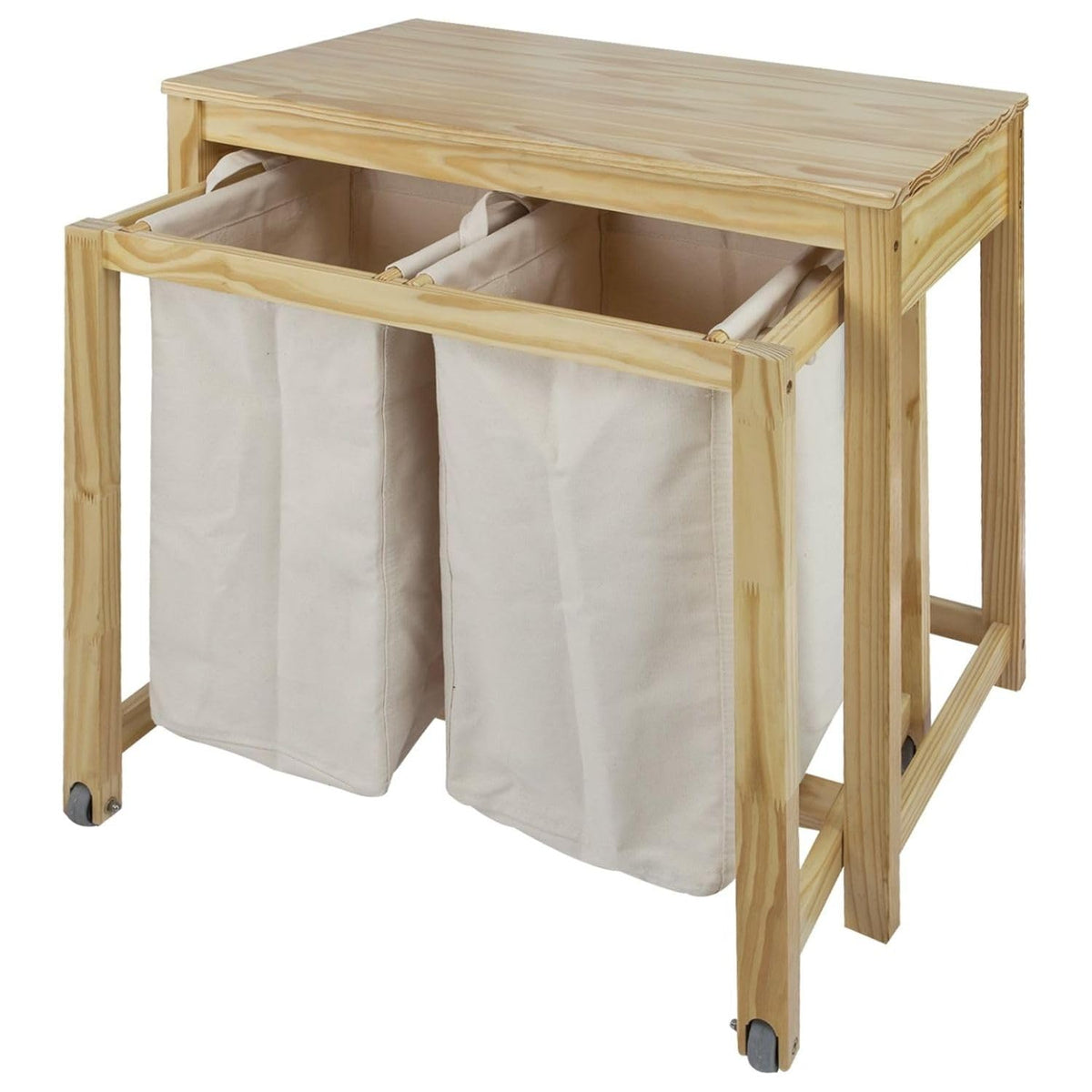 Oakestry Eco Home Laundry Prep Hamper Natural Solid Wood Clothes Organizer Compact Durable Stylish Laundry Room Storage Table Sustainable Modern Functional Sorting Basket Folding Table Space Saving