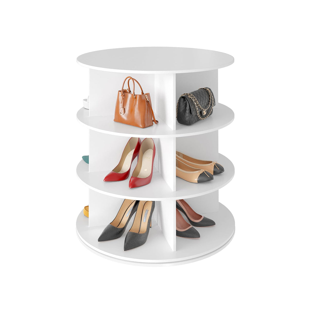 SpaceAid 7 Tier Rotating Shoe Rack Tower, Spinning Shoe Display Lazy Susan, Revolving 360 Shoe Rack Storage Round Carousel, Vertical Handbag Rotate Shoes Closet Organization