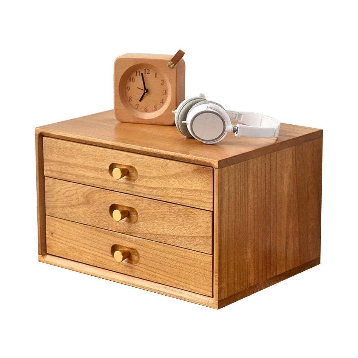 Desktop Storage Box With Drawers - Desktop File Cabinet Organizers, With Drawers Vintage Wooden Storage Box, Wood Desktop File Organizer Office Supplies And Accessories, Rustic Jewelry