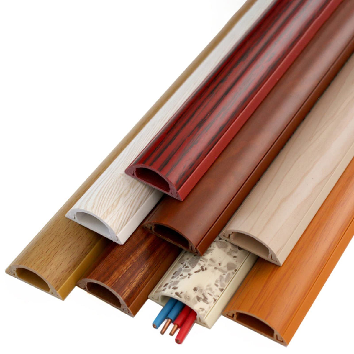 Faux Wood Grain Cord Hider Raceway for Cable Organization