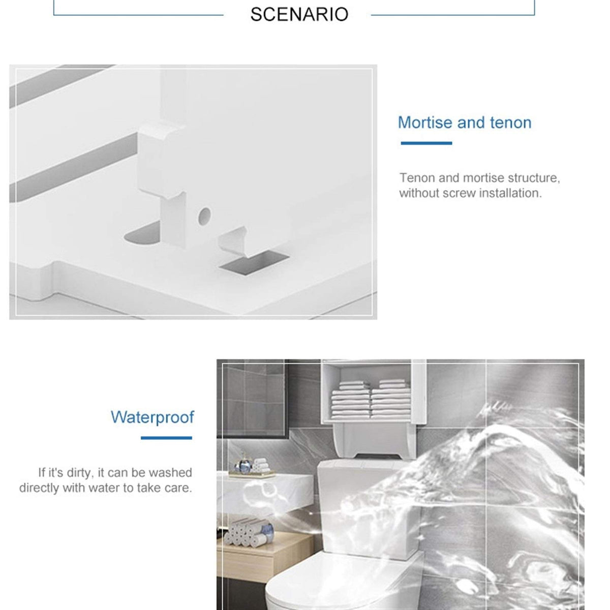 Waterproof Non-Perforated Bathroom Cabinet, The Shelf Above The Toilet, Bathroom Toilet Storage Cabinet Wall Hanging