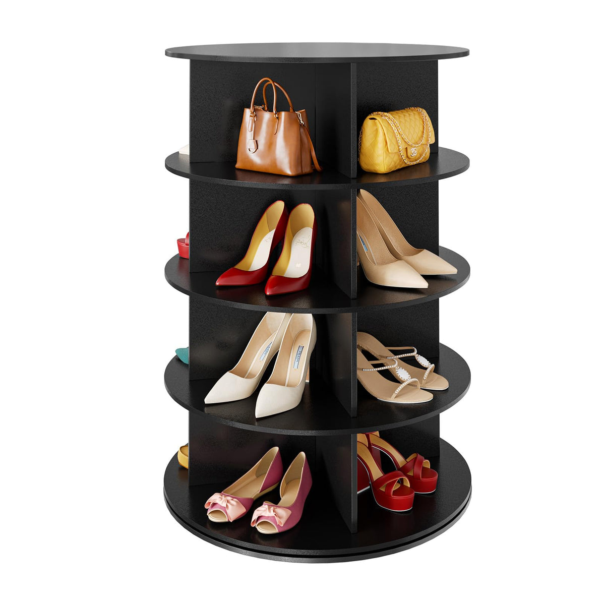 SpaceAid 7 Tier Rotating Shoe Rack Tower, Spinning Shoe Display Lazy Susan, Revolving 360 Shoe Rack Storage Round Carousel, Vertical Handbag Rotate Shoes Closet Organization