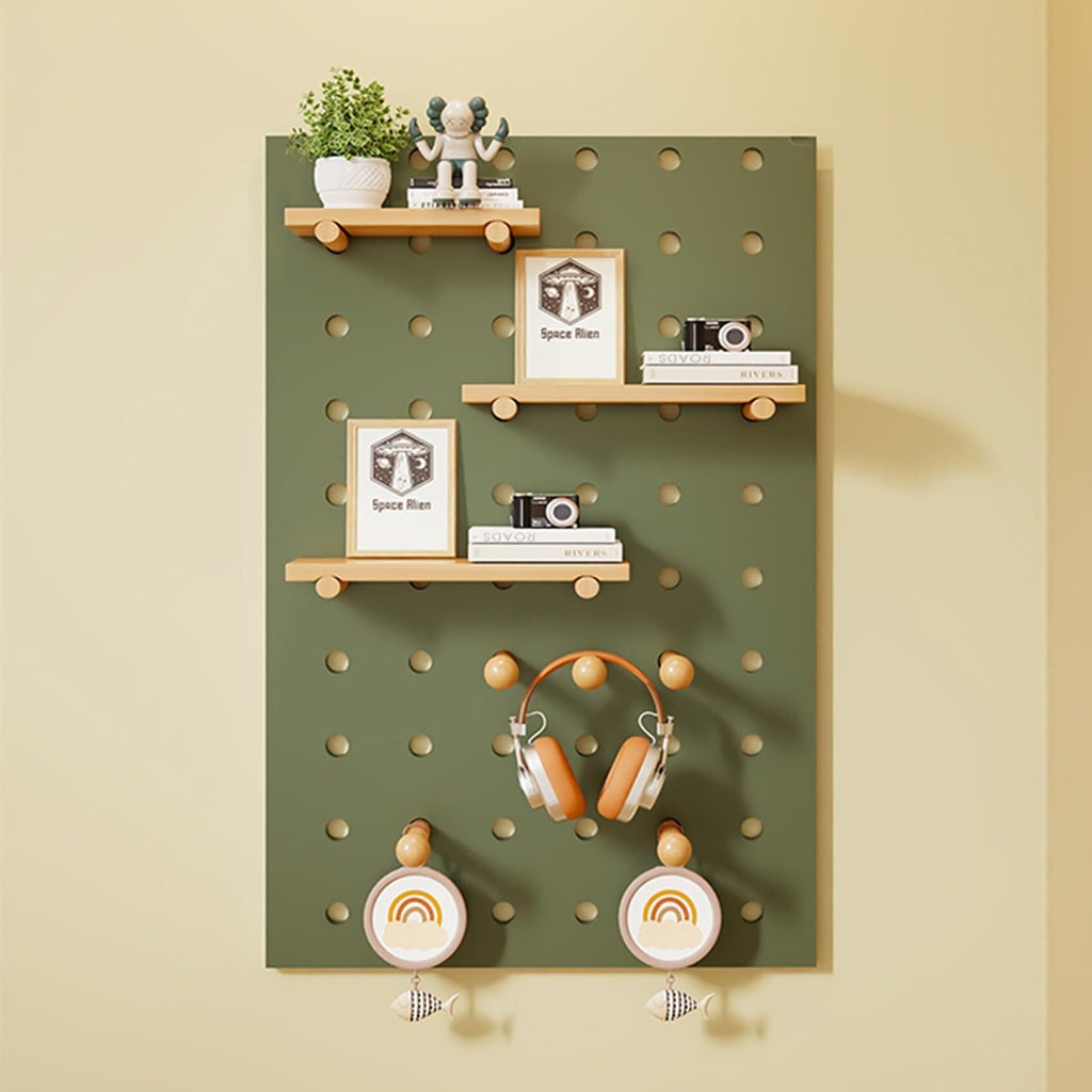 Wooden Wall Organizer Shelf Kit for Home Office - 24" W x 47" H (Brown) - Versatile Square Storage Solution for Crafting & Organizing