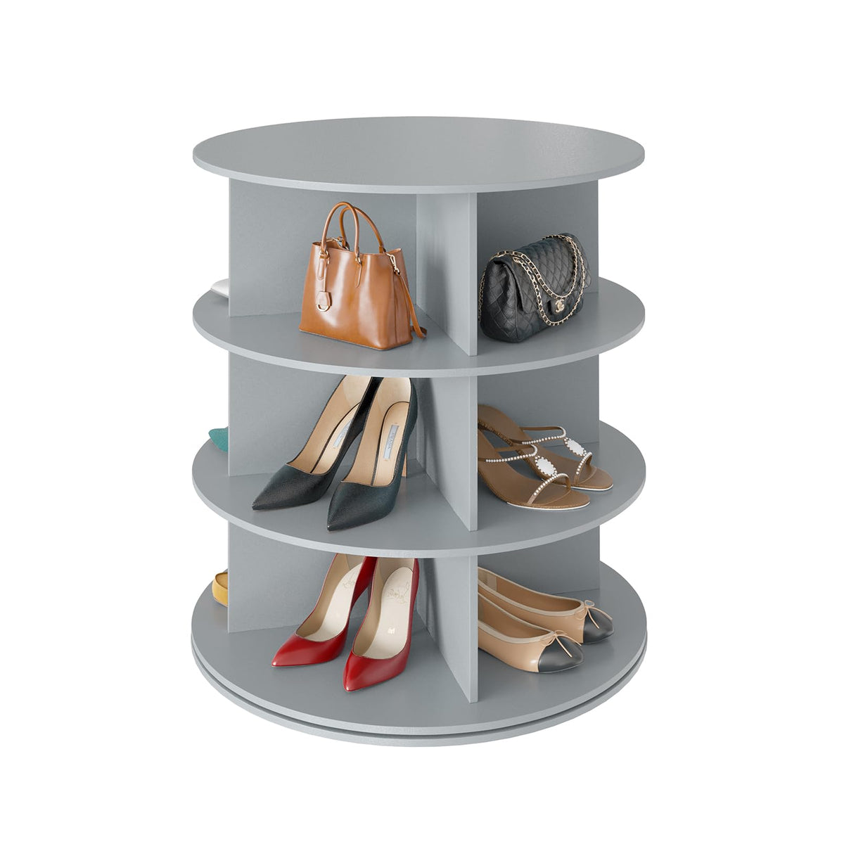 SpaceAid 7 Tier Rotating Shoe Rack Tower, Spinning Shoe Display Lazy Susan, Revolving 360 Shoe Rack Storage Round Carousel, Vertical Handbag Rotate Shoes Closet Organization