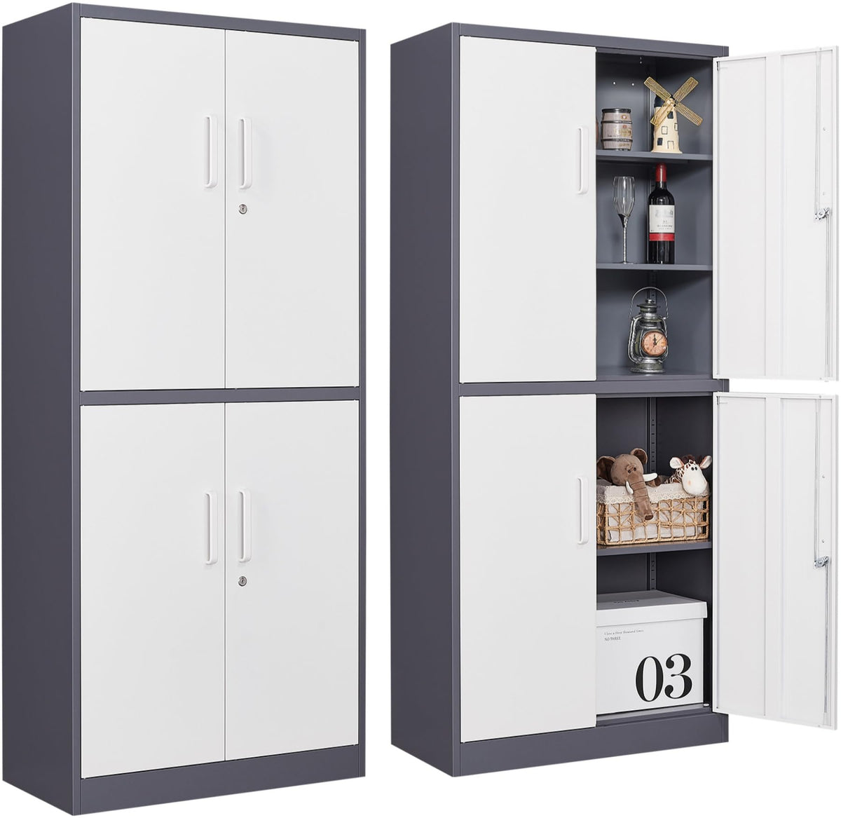 Heavy-Duty Metal Storage Cabinet with Adjustable Shelves