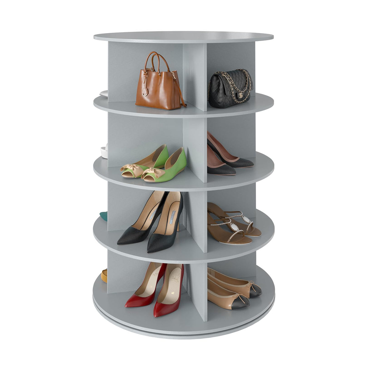 SpaceAid 7 Tier Rotating Shoe Rack Tower, Spinning Shoe Display Lazy Susan, Revolving 360 Shoe Rack Storage Round Carousel, Vertical Handbag Rotate Shoes Closet Organization
