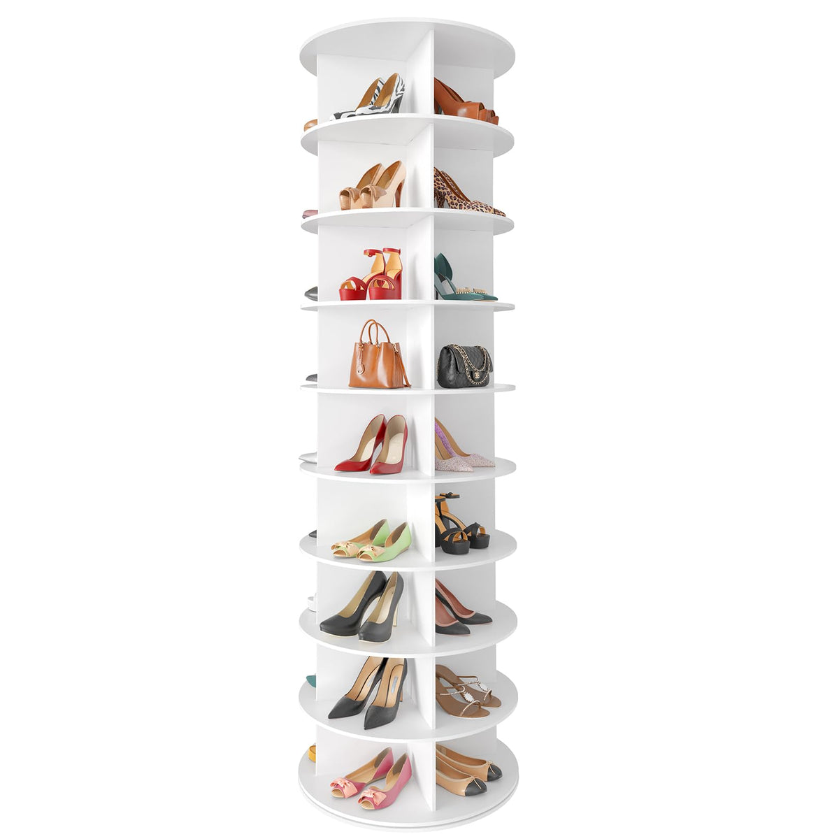 SpaceAid 7 Tier Rotating Shoe Rack Tower, Spinning Shoe Display Lazy Susan, Revolving 360 Shoe Rack Storage Round Carousel, Vertical Handbag Rotate Shoes Closet Organization