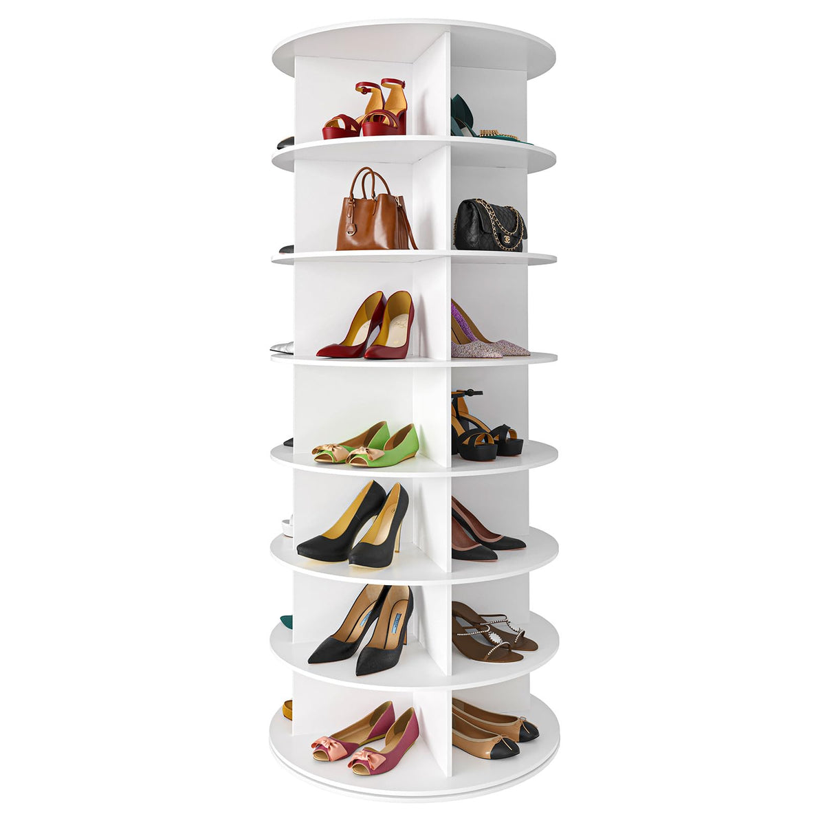 SpaceAid 7 Tier Rotating Shoe Rack Tower, Spinning Shoe Display Lazy Susan, Revolving 360 Shoe Rack Storage Round Carousel, Vertical Handbag Rotate Shoes Closet Organization