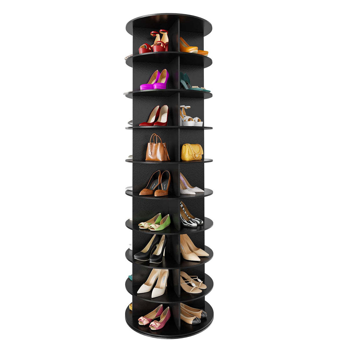 SpaceAid 7 Tier Rotating Shoe Rack Tower, Spinning Shoe Display Lazy Susan, Revolving 360 Shoe Rack Storage Round Carousel, Vertical Handbag Rotate Shoes Closet Organization