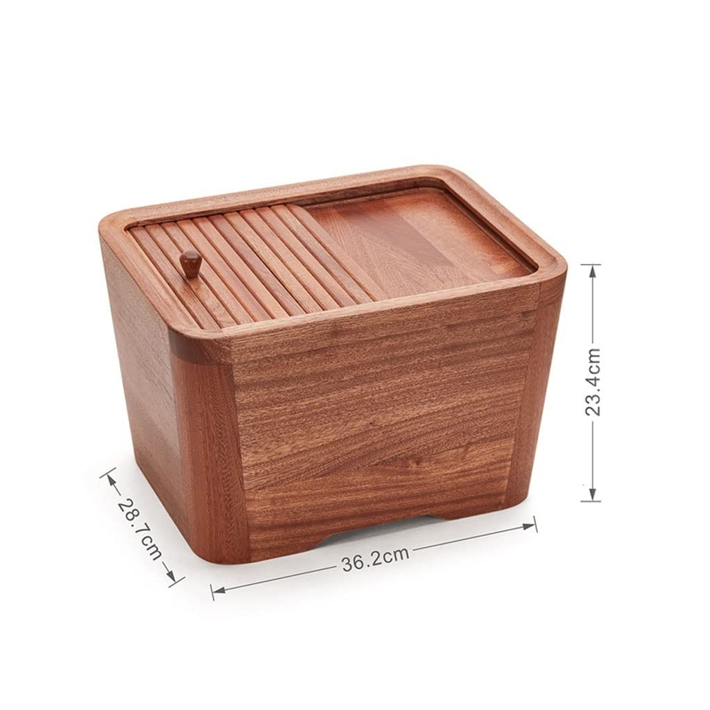 YIORYO 22 Lbs Rice Dispenser, Sealed Kitchen Food Container Cereal Dispensor, Wooden Food Storage Container Sliding Lid Rice Bucket for Cereal Grain Rice Dispenser Bucket