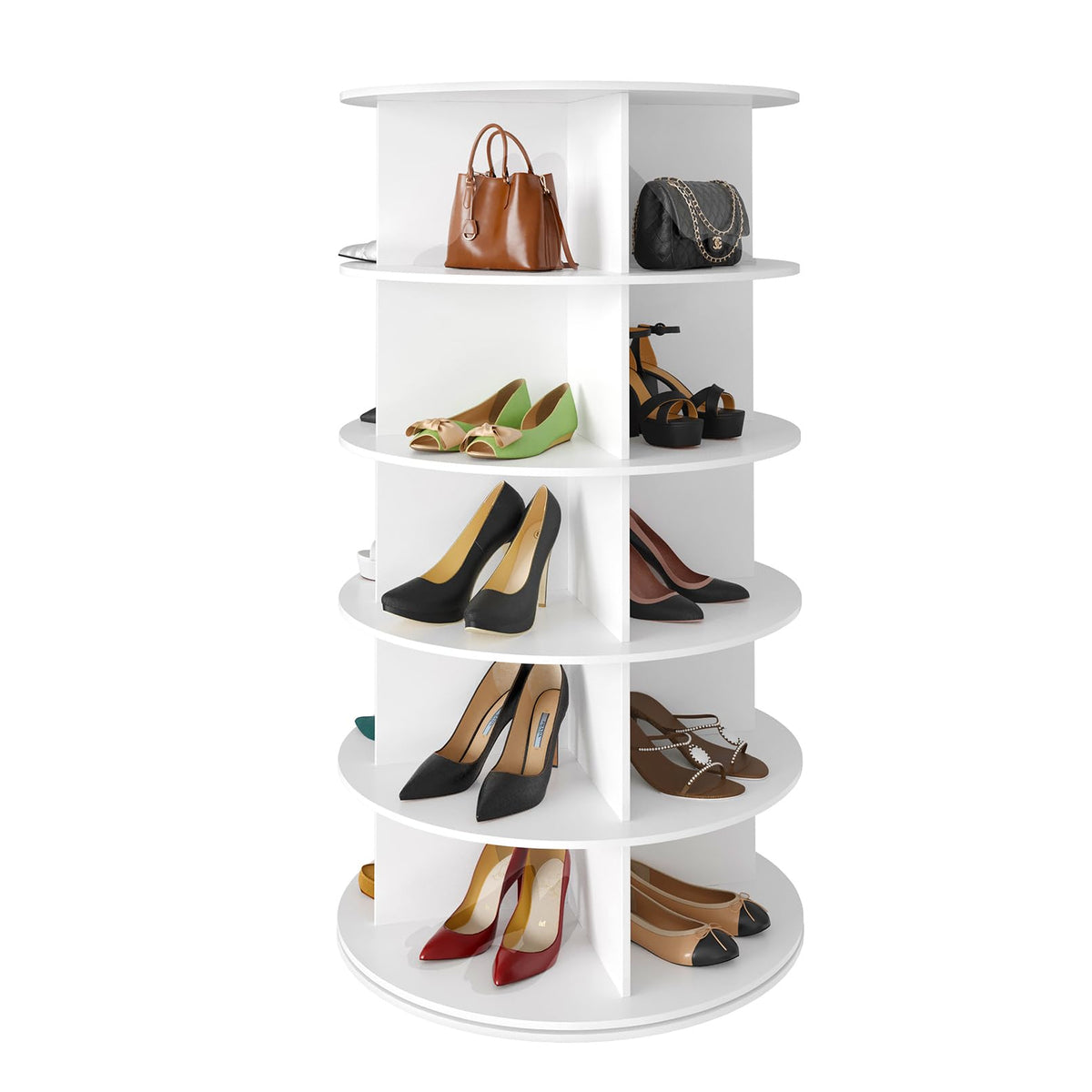 SpaceAid 7 Tier Rotating Shoe Rack Tower, Spinning Shoe Display Lazy Susan, Revolving 360 Shoe Rack Storage Round Carousel, Vertical Handbag Rotate Shoes Closet Organization