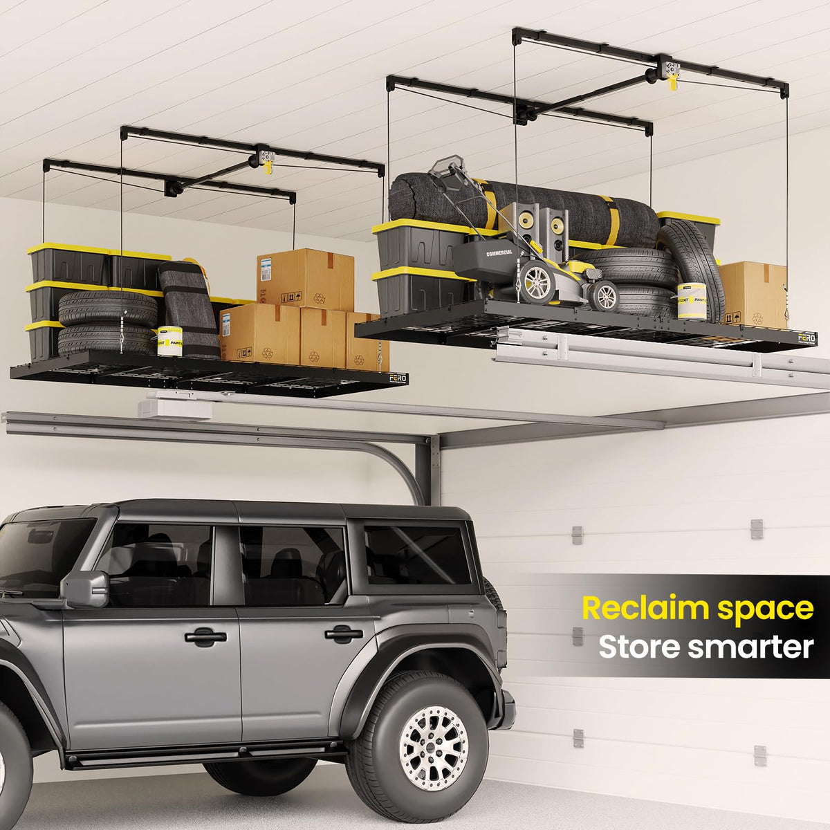 Heavy-Duty 4x8 Overhead Garage Storage Rack, 500 lb