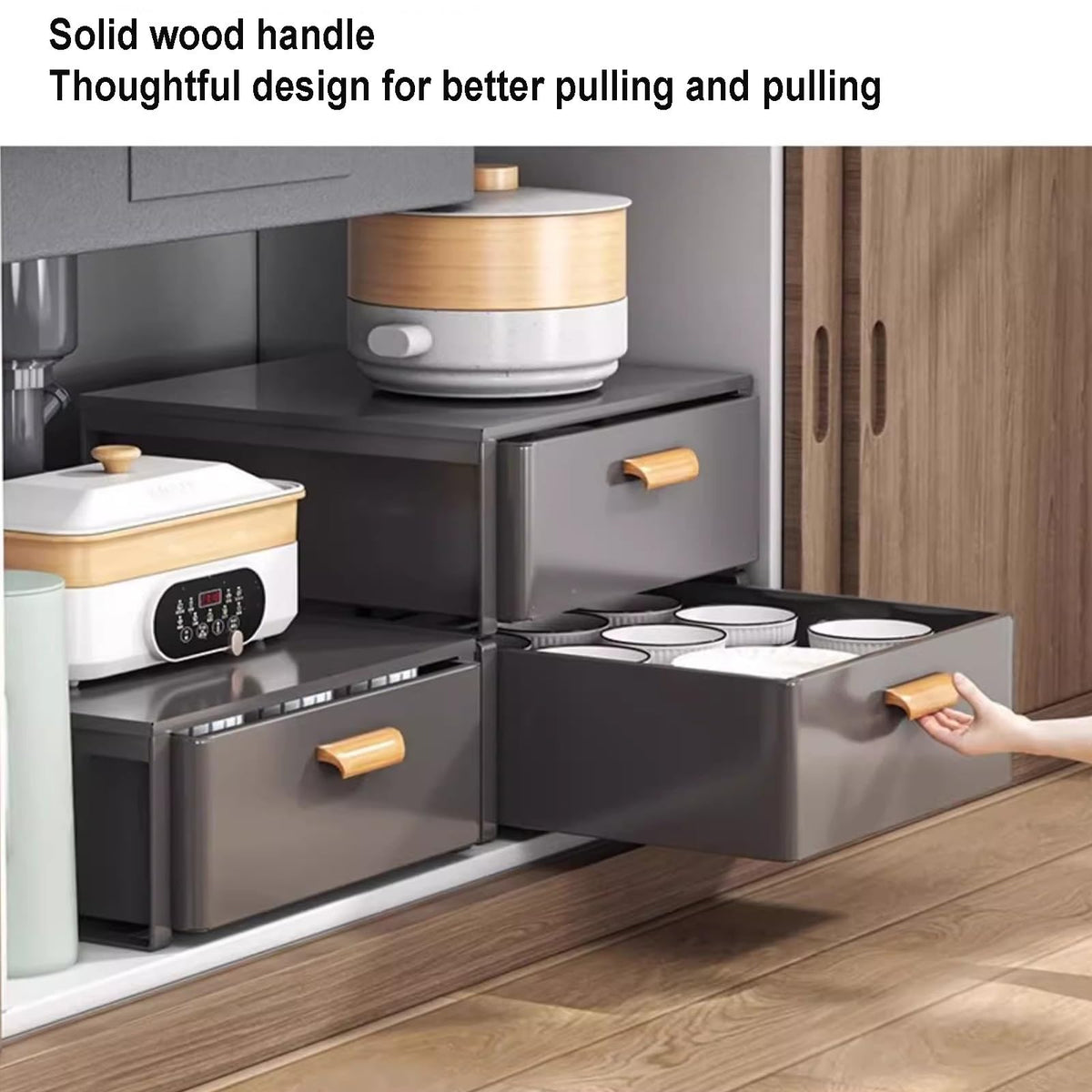 Under Sink Organizers And Storage, Undersink Sliding Basket Drawer 2 Tire Sliding Countertop Organizer For Kitchen Organization (Color : White, Size : 50x41x34.4cm)