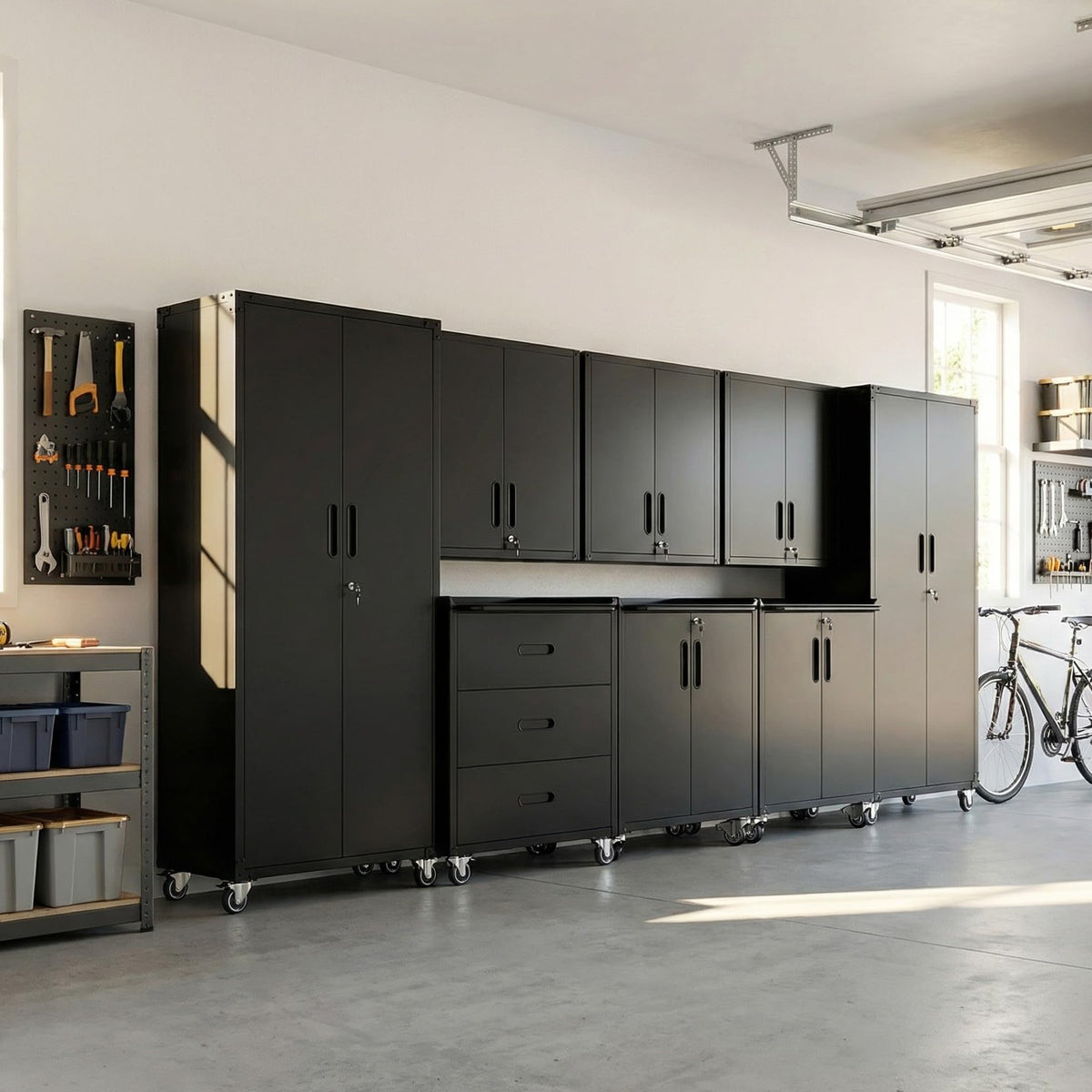 Heavy-Duty Modular Garage Cabinet & Tool Bench System
