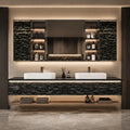 FMMC Double-Sink Floating Bathroom Vanity with Mirror Cabinet & Sinks