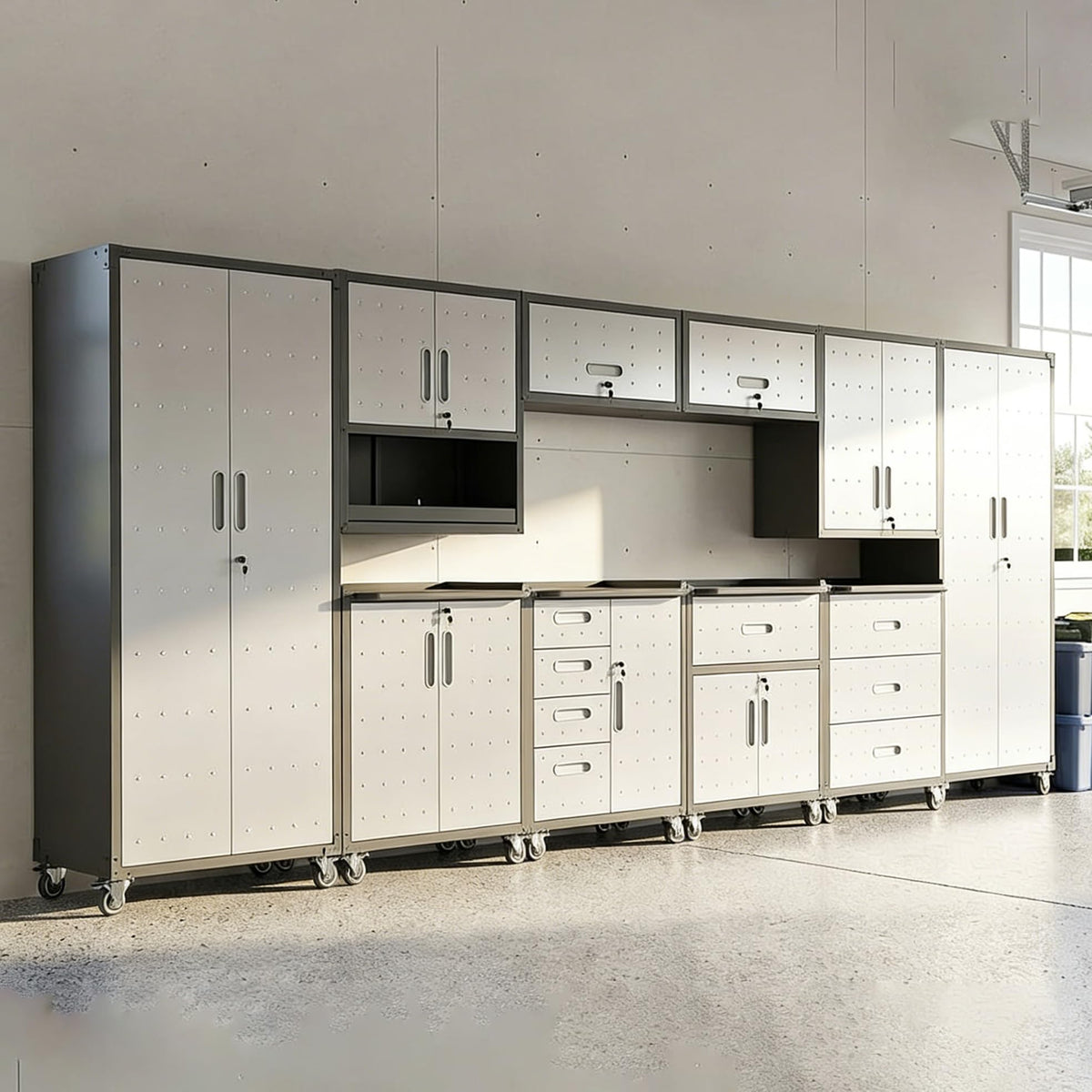 Heavy-Duty Modular Garage Cabinet & Tool Bench System