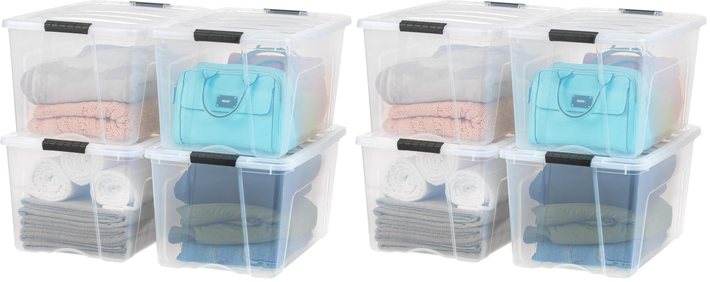 Stackable Plastic Storage Bins with Lids & Pull Handles