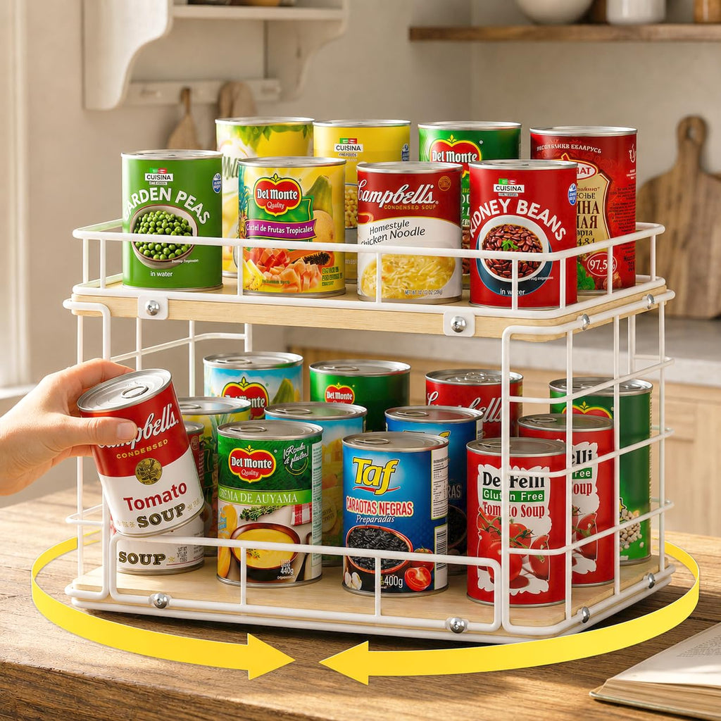 360° Rotating Can Rack Organizer for Pantry