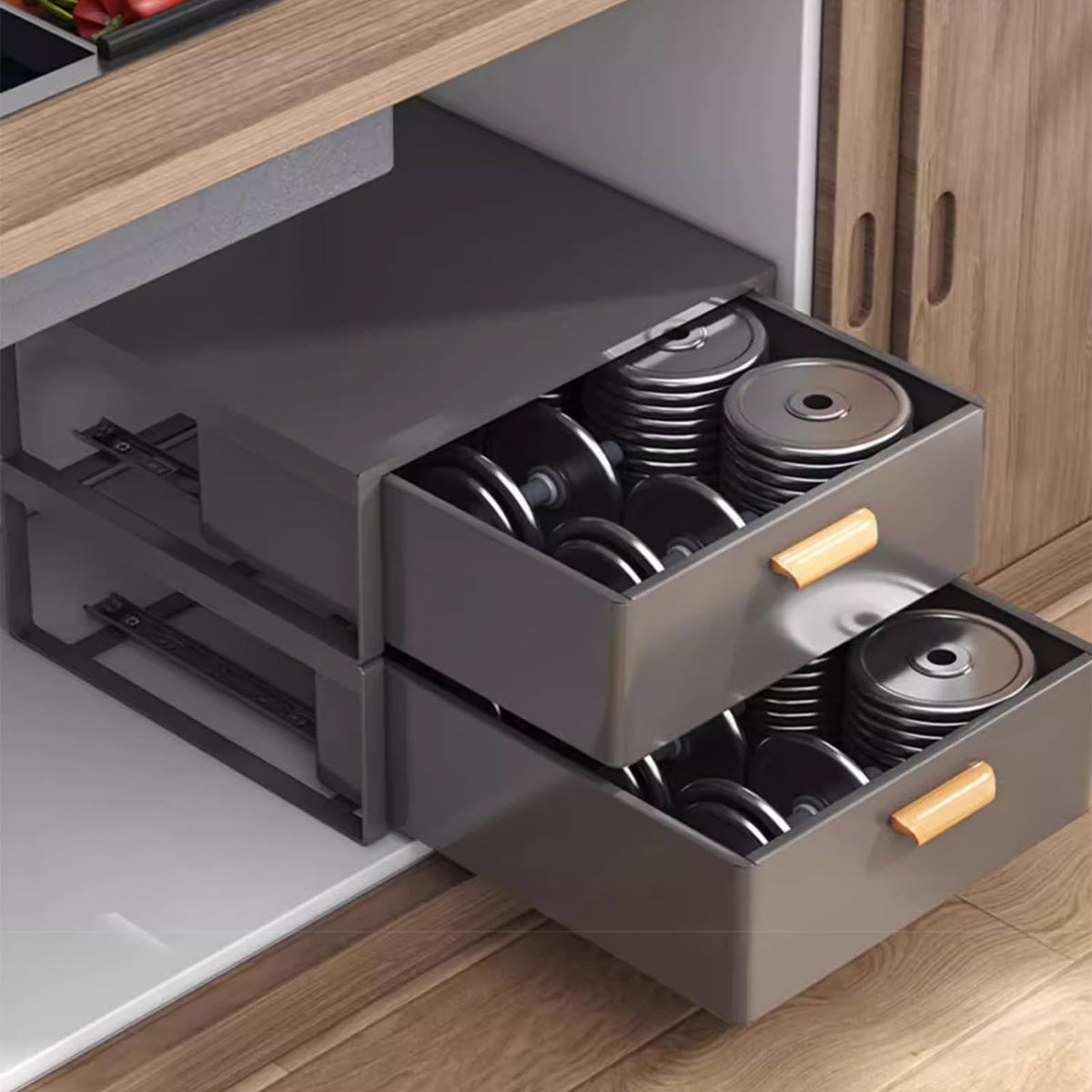 Under Sink Organizers And Storage, Undersink Sliding Basket Drawer 2 Tire Sliding Countertop Organizer For Kitchen Organization (Color : White, Size : 50x41x34.4cm)