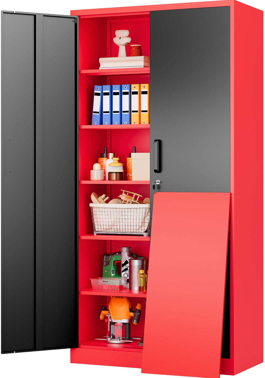 Heavy-Duty Metal Storage Cabinet with Adjustable Shelves