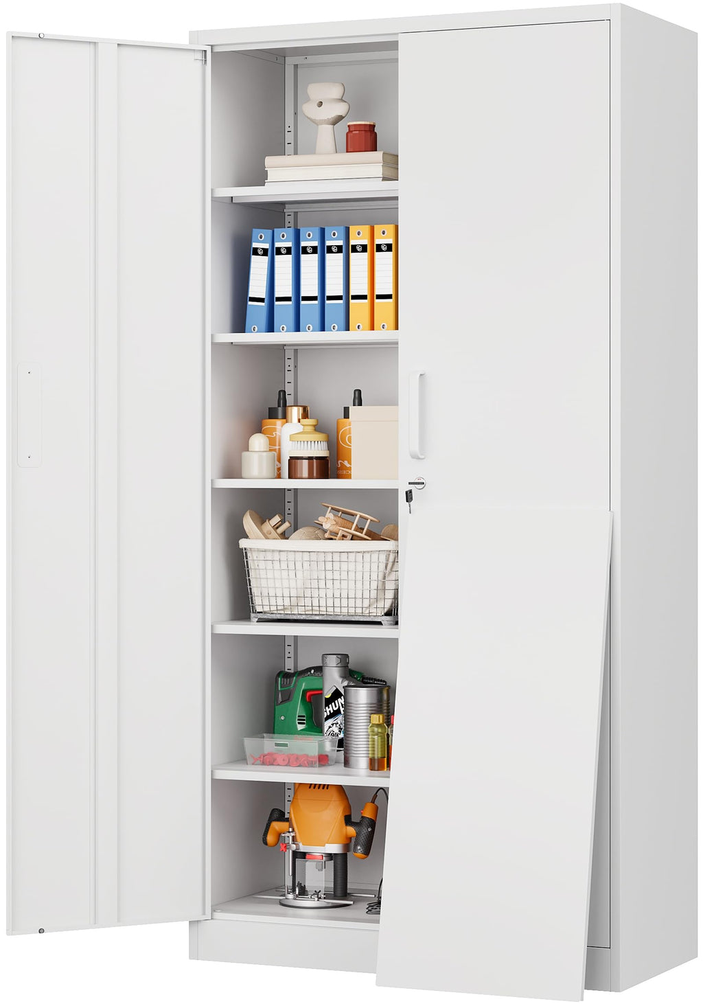 Heavy-Duty Metal Storage Cabinet with Adjustable Shelves