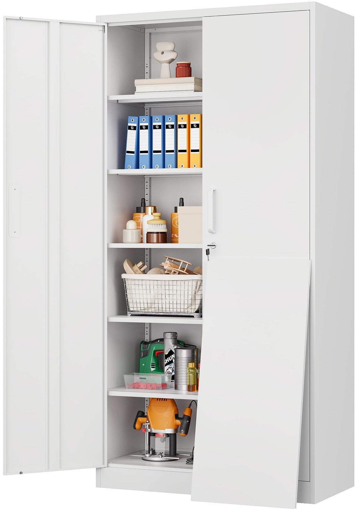 Heavy-Duty Metal Storage Cabinet with Adjustable Shelves